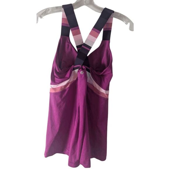 LULULEMON ATHLETICA Push Ur Limits Tank In Raspberry/Assorted Stripe Bleached Co - Picture 4 of 4